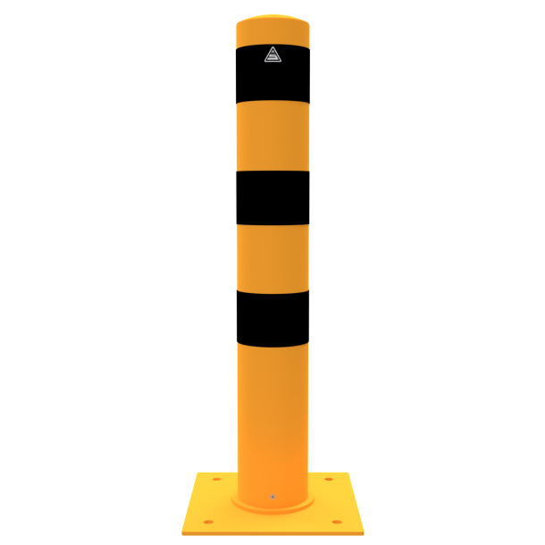 Barrier bollard | Steel tube  152 x 3.2 mm | stationary | for dowel fixing | hot-dip galvanized and coated yellowwith three black stripes | total length: 1000 mm | without signal